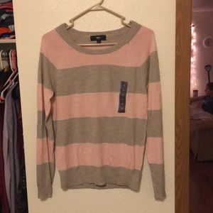 Pink and grey striped sweater